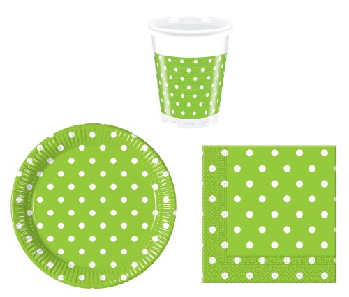 Green Dots Partygeschirr - Partyset Becher Teller Servietten