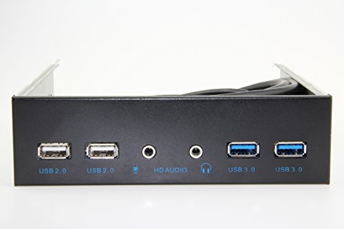 UCEC Panel Frontal USB 3 0  Panel Hub Metal de 5 23 Pulgadas  con 2 Puertos USB 3 0 y 2 Puertos 2 0 HD de Audio