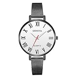 Knowin Armbanduhr Männer Herren Sport Wasserdicht Analog Quarz Chronograph Fashion Edelstahl Silber Schwarz Armbanduhr mit Milanaise Armband
