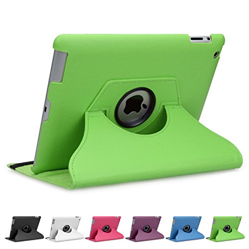 doupi 360° Deluxe Schutzhülle für iPad 2 3 4 Smart Case Sleep / Wake Funktion 360 Grad drehbar Etui Kunstleder Schutz Hülle Ständer Displayschutz Cover Tasche, grün