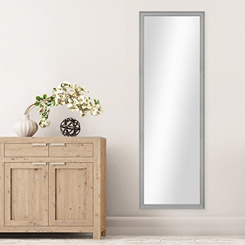 Wand-Spiegel 34×94 cm im Holzrahmen Skandinavisches Design Grau-Braun / Spiegelfläche 30×90 cm - 2