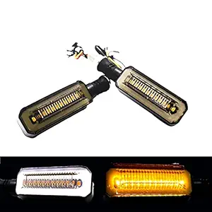 AUTOPOWERZ LED Running Light DRL Bike Turn Signal Indicator Lamp Universal for Motorbikes -(Pack of 2) (White-Yellow))