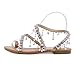 Produktbild BaZhaHei Sommer Elegante Boho Vintage Damen Frauen Mode Perlen Sandalen Sommer Schuhe Party Sexy Perle Flache Unterseite Clip Toe Flip Flop Zehentrenner Schuhe Übergröße Sommerschuhe (39, Braun)