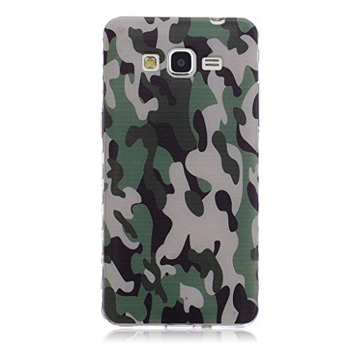 Samsung Galaxy Grand Prime G530 Hülle [Mit gehärtetem Glas-Bildschirmschutz], Grandoin (TM) modische flexible schöne Zeichnung aufgedruckte Muster-stoßabfangende-Gehäuse-Hülle, ausgezeichneter weicher Qualitäts-Silikon-Gummi Extra ultra dünnes buntes TPU Design-schützende Rückseiten-Abdeckungs-Hülle Ideal passend für Samsung Galaxy Grand Prime G530