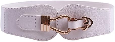 Ladies wide side belt with skirt waist seal elastic fashion dress decoration Belt,064 white (width 6cm long 65cm)