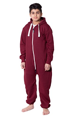 NOROZEChristmas Pjs for Boys Onesie Plain Fleece hooded onesies for girls Sleepsuit Loungewear Jumpsuit for Kids Unisex UK Sizes 5-13 years