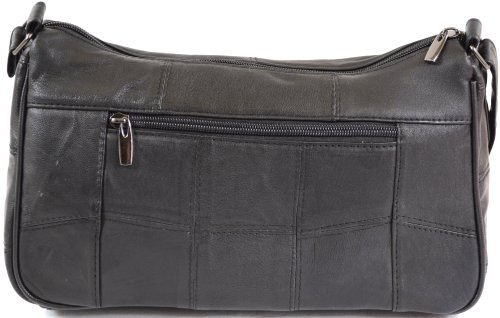 Ladies Super Soft Nappa Leather Handbag / Shoulder Bag ( Black )