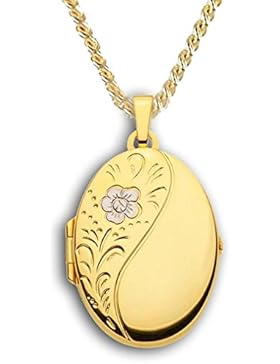 Medaillon Oval verziert hochglanz 333 Gold Muttertag Valentinstag Verlobung Liebe Schmuck Amulett Verzierung....