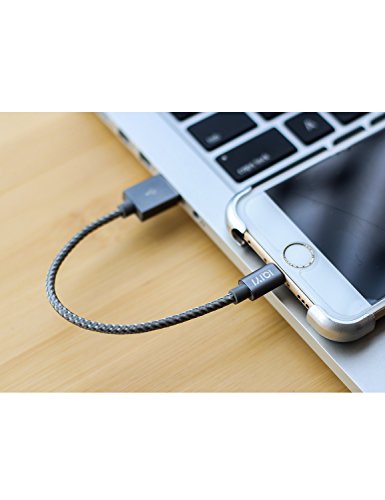 IQIYI 0.15m iPhone Lightning Kabel Nylon USB Ladekabel,[Apple MFi Zertifiziert] Lightning Kabel / iPhone Ladekabel / iPhone 6 Ladekabel / Apple Datenkabel für iPhone 7 / 7 Plus / 6s / 6s Plus / 6 / 6 Plus / 5C / 5S / 5 / SE, iPad Mini, Air , iPad Pro ,iPod Touch- Space Grau - 6