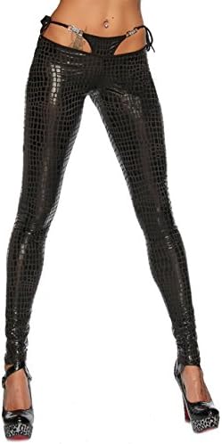 Trendy Waist Leggings as A highlight A String effect have incorporated (XS32 Crocodile 18103–171), Black