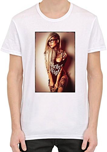 BimBamTees Sexy Rebel Inked Girl Custom Printed T-Shirt For Men | 100% Superior Combed/Ring-Spun Cotton | Premium Quality Stylish Tee XX-Large