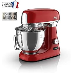 Faure FKM-104MS1 Robot Pâtissier Magic Baker Series - 1000W - Mouvement Planétaire - 8 vitesses - Bol Inox 4,8L - Coloris Rouge