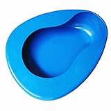YUMSUM Firm Thick Stable PP Bedpan Heavy Duty Smooth Countoured for Bedbound Patient (Blue)