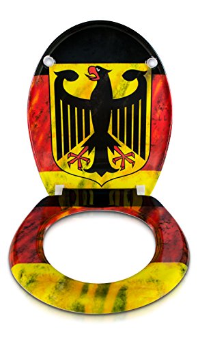 Premium WC Sitz mit Absenkautomatik – „Deutschland“ Design – Toilettendeckel aus Duroplast inkl. Montagesatz – VENKON - 2