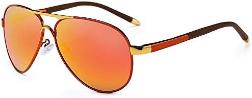 WELUK Aviator Polarized Sunglasses Metal Frame Pilot Glasses Men Women (red &amp; red)