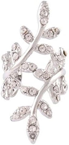 Cute Silver & Crystal Leaf Wrap Around/Clip on Ear Cuff Latest Celeb Trend 2014