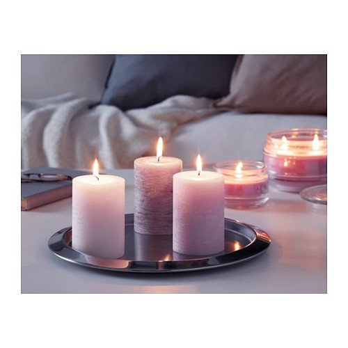 IKEA LUGGA Blockkerzen ‚blumige Romantik‘; duftend; (10cm); 3 Stück - 2