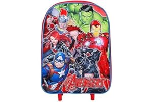GIFTIDEAZZ TIMELESS GIFTS THAT REFLECT YOUR STYLE GIFTIDEAZZ Kids Wheeled Trolley Backpack - Foldable Suitcase Rucksack with Favorite Character Designs - Travel Carry-on Luggage for Children (Standard Marvel Avengers Trolley)