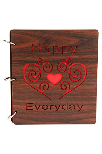 Sehaz Artworks HappyEveryday-9X8 80 Photos Wooden Photo Album for Memorable Gift on Boyfriend Girlfriend Birthdays, Valentines Day, Anniversary, for Couples