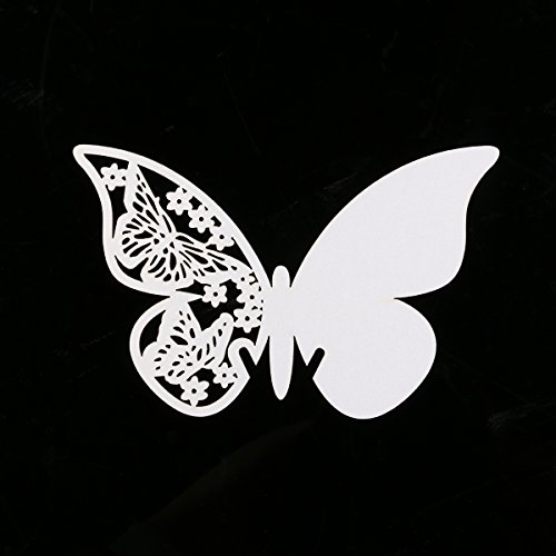 ULTNICE 50 Stück Tischkarten Namenskarten 3D Schmetterlinge Deko Platzkarten Wandtattoo Weiß - 3