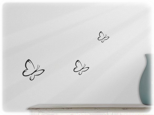 wandfabrik - Wandtattoo - 3 hochwertige Schmetterlinge (S3) in schwarz