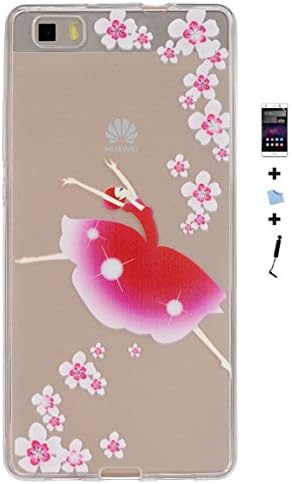 TIODIO® 4 en 1 Huawei Ascend P8 Lite Case, Soft TPU Protection Case Cover for Huawei Ascend P8 Lite, Screen Protector Film and Stylus Pen included, G35