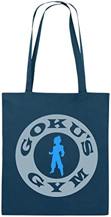 Comedy Bags - SON GOKU'S GYM - jute bag - long handles - 38x42cm - Colour: navy / ice blue-light blue