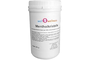 Well2wellness® Mentol kristaller intensiv i en 500 ml behållare 100 % ren mintolja vann