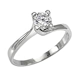  Bossoro Gioielli- Anillo para mujer de plata 925/1000, solitario con circonita cubica brillante de diametro 5.50 mm.