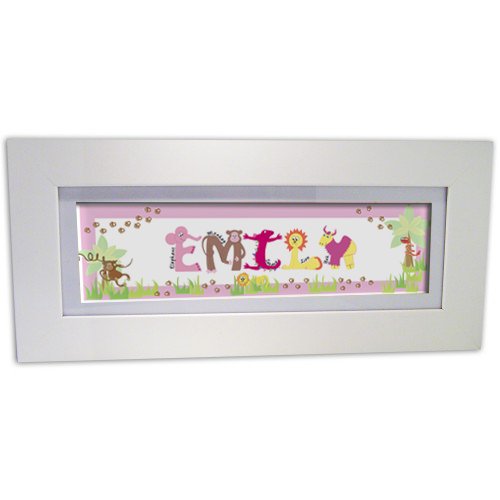 Personalised Animal Name Frame pink