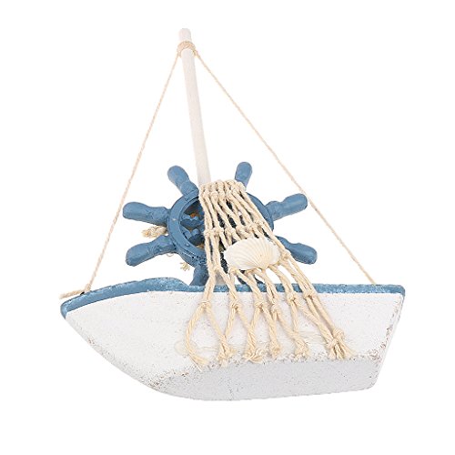 Generic Maritime Holz Mini Segelboot Segelschiff / Boot-Modell Tisch Geschenk Dekor – Ruder - 6