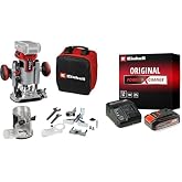 Einhell TP-RO 18 Set Li BL - Solo, K&ouml;m&uuml;rs&uuml;z Ak&uuml;l&uuml; Dik &amp; Kenar Freze Set ve Einhell 18V 2,5 Ah PXC Starter Kit (Başlangı&ccedil; Seti
