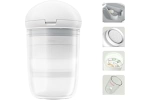 LOMONMEN Multifunción 4 en 1 Cortador de pastillas,triturador de pastillas triturador organizador de pastillas,pequeño pastillero de viaje para organizador (Blanco)