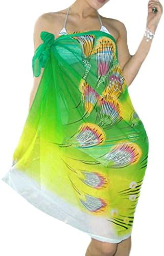 Peacock Feather Bikini Cover Up Women Swimwear SPA Bathing Sarong Beach Dress Sunscreen SPA Bathing Wrap