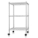 Produktbild zanmini Edelstahl Regal mit Rollen Standregal für Küche, Badezimmer, Wohnzimmer usw (Drei Regalböden)