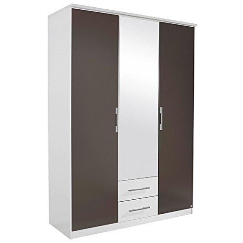 Falttürenschrank weiß / lavagrau 3 Türen B 136 cm / H 212 cm Schrank Kleiderschrank Wäscheschrank Spiegelschrank Kinderzimmer Jugendzimmer