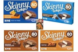 KITCHEN FELLA Skinny Cereal Bars Toffee, Chocolate Orange, Double Chocolate and Coconut and Dark Chocolate Whip with Kitchenfella Healthy Eating Guide