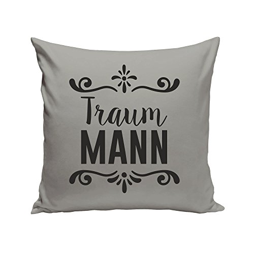 Dekokissen – Traummann – von SHIRT DEPARTMENT, schwarz-cyan - 2