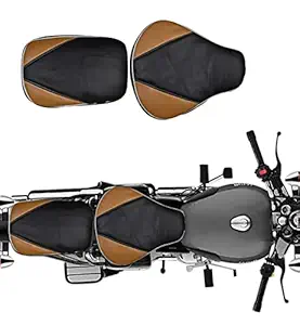 KOHLI Bullet Accessories Fancy Black and Tan Color for Royal Enfield Classic Split Bike Seat Cover for Royal Enfield Classic, Classic 350, Classic 500, Classic Chrome, Classic Desert Storm