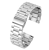 AUTULET Herren Leder Uhrenarmband Silber 20mm