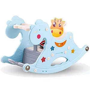 GoodLuck Baybee Premium Baby Rocking Horse for Kids/Baby Chair for Kids|Plastic Horse Ride-on Toy for Kids- Baby Rocking Table Chair for Kids Indoors & Outdoors for 12 Months-3 Years Boys and Girls- Blue