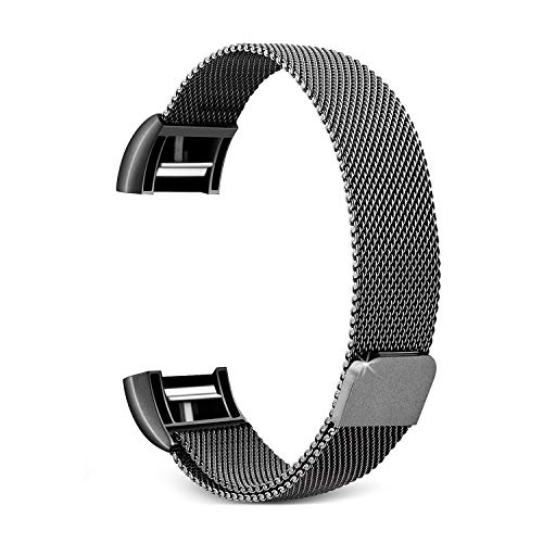 WinnowTe Bandas de Correa de reemplazo compatibles con Fitbit Charge 2, Brazalete de Acero Inoxidable con Lazo milanesa Relojes Inteligentes con Bloqueo de imán único