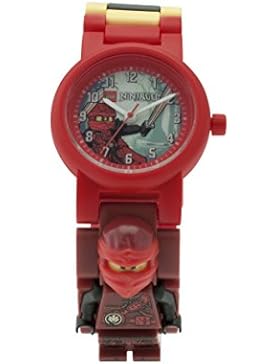 LEGO Ninjago Hands of Time Kai Kinder-Armbanduhr mit Minifigur und Gliederarmband zum Zusammenbauen |rot/schwarz...