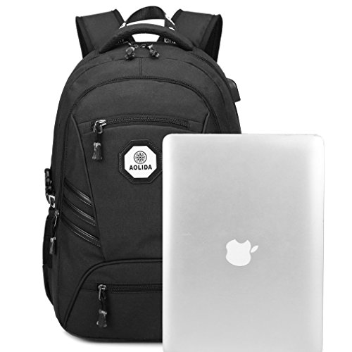 USB Rucksack  Marsoul 15 Zoll Rucksack Herren Studenten Backpack Laptop Rucksack Sch  ler Backpacks Schultaschen k  Schwarz   Schwarz 