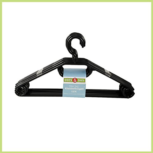 100 Kleiderbügel aus Kunststoff, schwarz, mit Gürtel- und Krawattenhalter, Anti-Rutsch-Rillen - 2