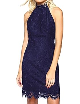 U8Vision Damen Wimpernspitze Elegant Abendkleider Mini Rückenfrei Sommerkleid Cocktailkleid Partykleider Gr.S-XXL