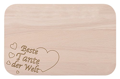 Frühstücksbrettchen / Frühstücksbrett mit Gravur "Beste Tante der Welt" als Geschenk - aus Holz - Geschenkidee ideal zum Geburtstag oder zu Weihnachten