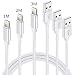 Produktbild RMSromastar Nylon Kabel 1M 2M 3M 3er Pack Ladekabel Kompatibel mit Apple iPhone Ladekabel XS/XS Max/XR/ X/ 8/8 Plus/ 7/7 Plus/ 6s/ 6/6 Plus/ 5S/ 5/ iPad-iOS12-Weiß