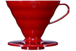 HARIO Gotero de café transparente VDR-02R V60, 02, rojo, gotero de café para 1-4 tazas