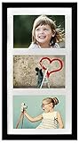 BD ART 18 x 35 cm Multiple Cadre Photo, Galerie Photos, galerie de Photos avec Passe-Partout et 3-découpes pour Photos de 10 x 15 cm, Noir